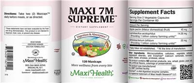 Maxi Health Maxi 7M Supreme source label used in the packaging illustration