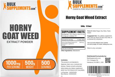 BulkSupplements.com Horny Goat Weed Extract Powder 1000 mg product packaging