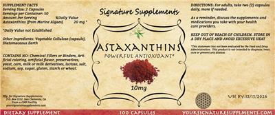 Signature Supplements Astaxanthins 10 mg product packaging