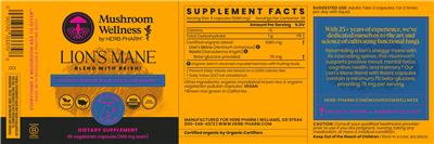 Mushroom Wellness by Herb Pharm Lion's Mane source label used in the packaging illustration