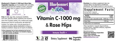 Bluebonnet Vitamin C-1000 mg & Rose Hips product packaging