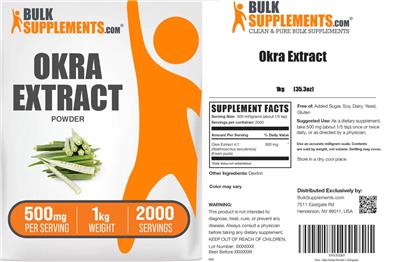 BulkSupplements.com Okra Extract product packaging