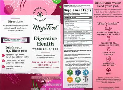 MegaFood Digestive Health Water Enhancer Guava Passion Fruit Kombucha product packaging