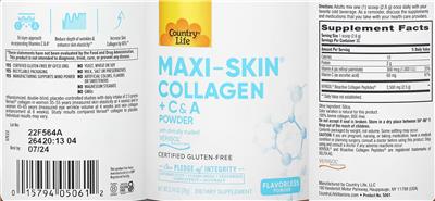 Country Life Maxi-Skin Collagen + C&A Powder Flavorless product packaging