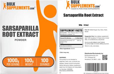 BulkSupplements.com Sarsaparilla Root Extract Powder 1000 g product packaging