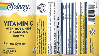 Solaray Vitamin C with Rose Hips & Acerola 500 mg product packaging