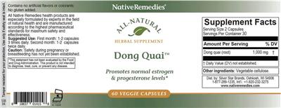 Native Remedies Dong Quai product packaging