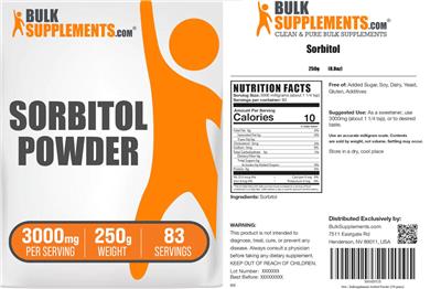 BulkSupplements.com Sorbitol Powder 3000 mg product packaging
