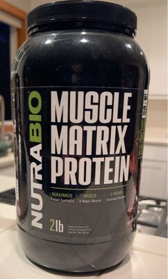 NutraBio Muscle Matrix Protein Dutch Chocolate product packaging