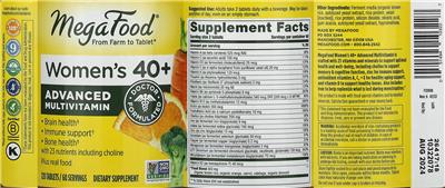 MegaFood Women's 40+ Advanced Multivitamin product packaging