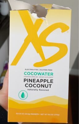 XS Cocowater Pineapple Coconut source label used in the packaging illustration