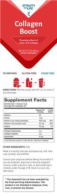 Vitality For Life Collagen Boost source label used in the packaging illustration