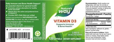 Nature's Way Vitamin D3 2000 IU (50 mcg) product packaging
