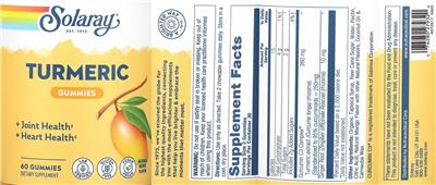 Solaray Turmeric Gummies Natural Mango Flavor product packaging