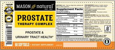 Mason Natural Prostate Therapy Complex source label used in the packaging illustration