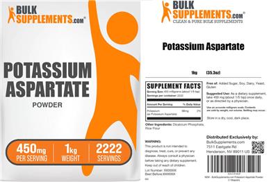 BulkSupplements.com Potassium Aspartate Powder 450 mg product packaging