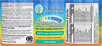 Nature's Brands Acid-2-Alkaline source label used in the packaging illustration