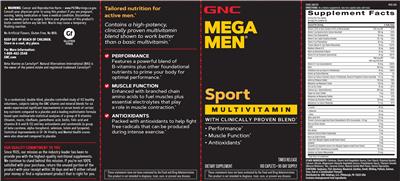 GNC Mega Men Sport Multivitamin source label used in the packaging illustration