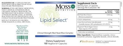 Moss Nutrition Lipid Select source label used in the packaging illustration
