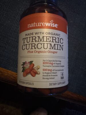 NatureWise Turmeric Curcumin source label used in the packaging illustration