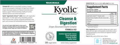 Kyolic Kyolic Cleanse & Digestion Ginger Glucanase Enzyme Complex Formula 102 source label used in the packaging illustration
