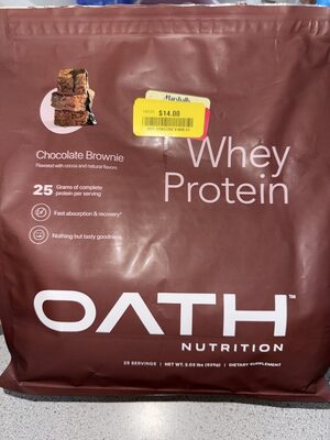 Oath Nutrition Whey Protein Chocolate Brownie source label used in the packaging illustration