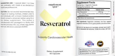 Supplement Spot Resvertatrol source label used in the packaging illustration