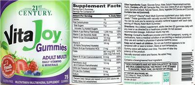 21st Century VitaJoy Gummies Adult Multi source label used in the packaging illustration