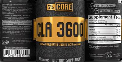 5% Core CLA 3600 source label used in the packaging illustration
