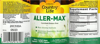 Country Life Aller-Max source label used in the packaging illustration