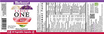 Bluebonnet Ladies' One 40+ source label used in the packaging illustration