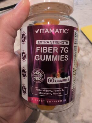Vitamatic Fiber 7G Gummies source label used in the packaging illustration