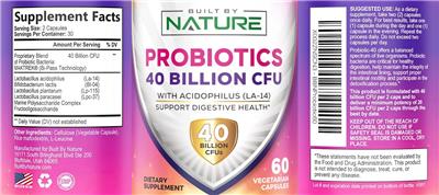 Built By Nature Probiotics 40 Billion CFU product packaging
