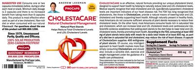 ProCaps CholestaCare source label used in the packaging illustration