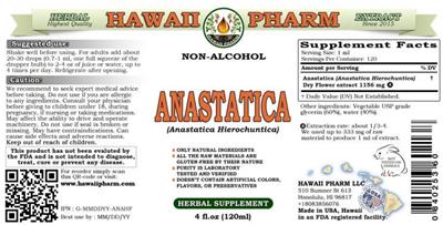 Hawaii Pharm Anastatica Non-Alcohol source label used in the packaging illustration
