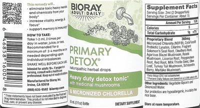 Bioray Adult Daily Primary Detox source label used in the packaging illustration