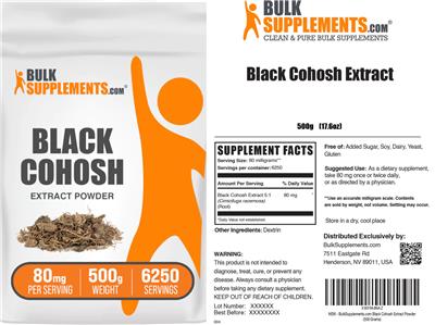 BulkSupplements.com Black Cohosh Extract Powder 80 mg product packaging