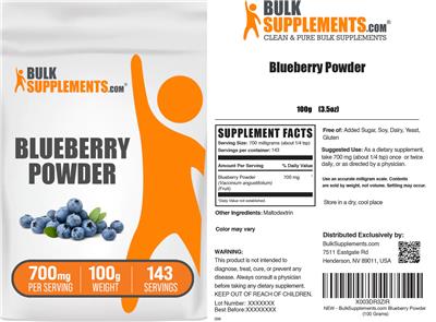 BulkSupplements.com Blueberry Powder 700 mg product packaging