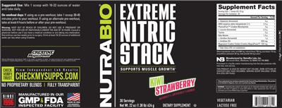 NutraBio Extreme Nitric Stack Kiwi Strawberry source label used in the packaging illustration