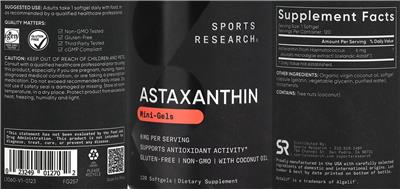 Sports Research Astaxanthin 6 mg source label used in the packaging illustration