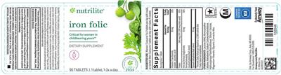 Nutrilite Iron Folic source label used in the packaging illustration