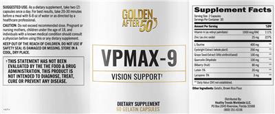 Golden After 50 Vpmax-9 source label used in the packaging illustration