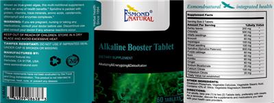 Esmond Natural Alkaline Booster Tablet source label used in the packaging illustration