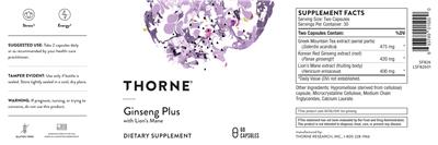 Thorne Ginseng Plus source label used in the packaging illustration