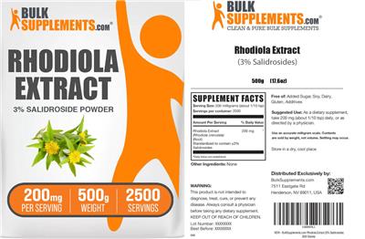 BulkSupplements.com Rhodiola Extract Powder 200 mg product packaging