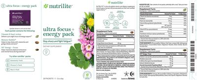Nutrilite XS Energy + Focus source label used in the packaging illustration
