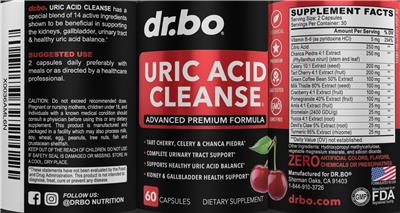 dr.bo Uric Acid Cleanse source label used in the packaging illustration