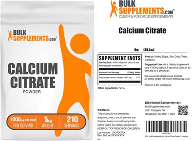 BulkSupplements.com Calcium Citrate Powder 1000 mg product packaging