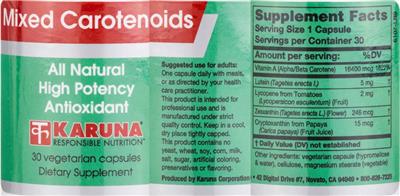 Karuna Mixed Carotenoids source label used in the packaging illustration