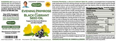 ProCaps Evening Primrose and Black Currant Seed Oil source label used in the packaging illustration